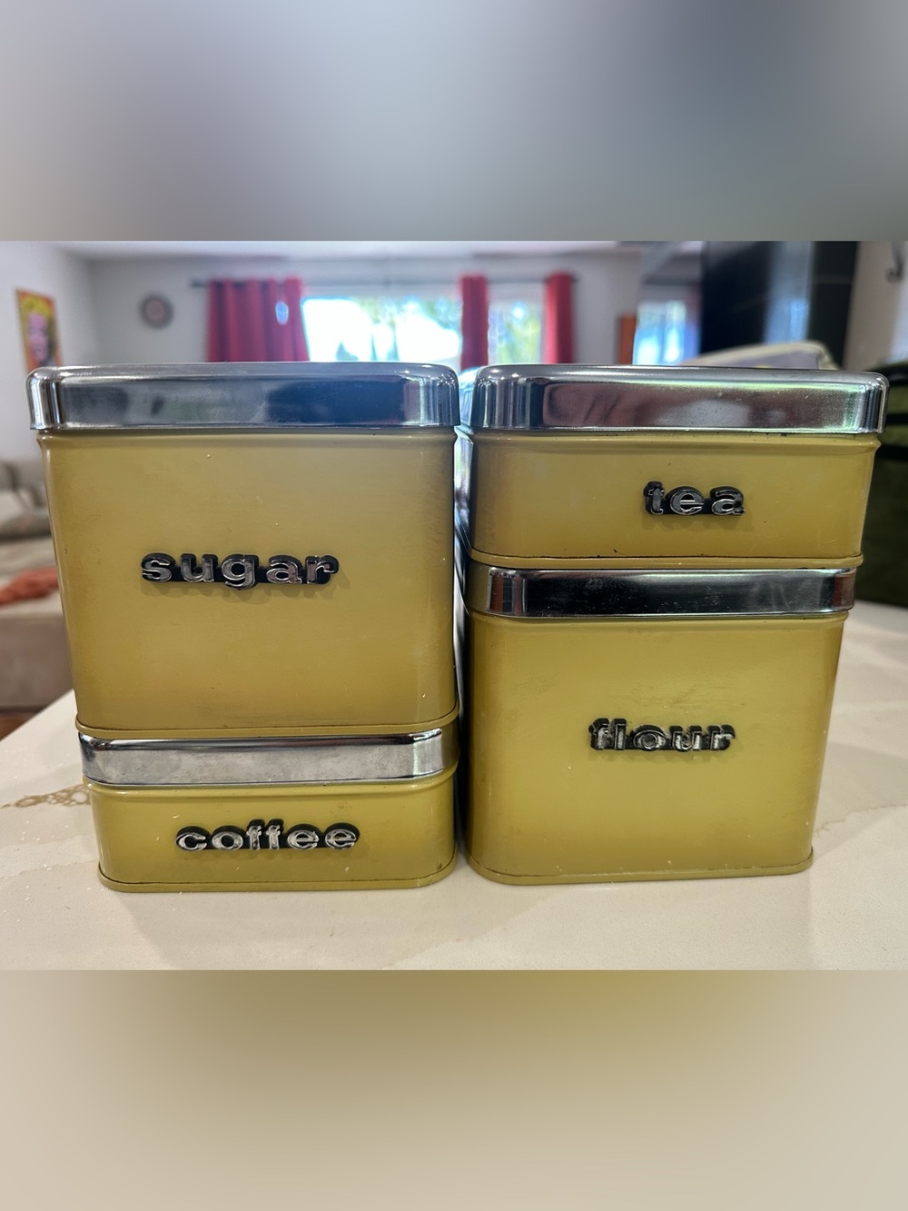 Retro 70’s Harvest Gold Countertop Canister Set